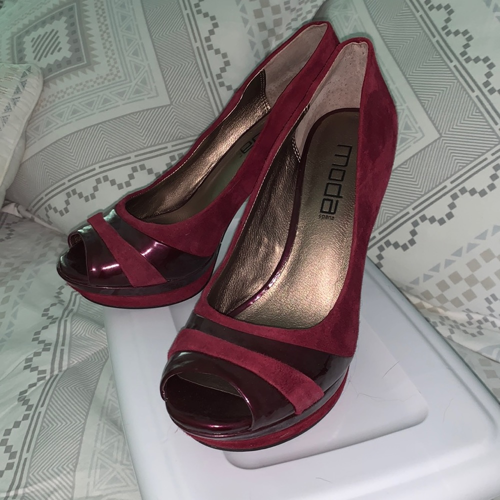 Red suede heels